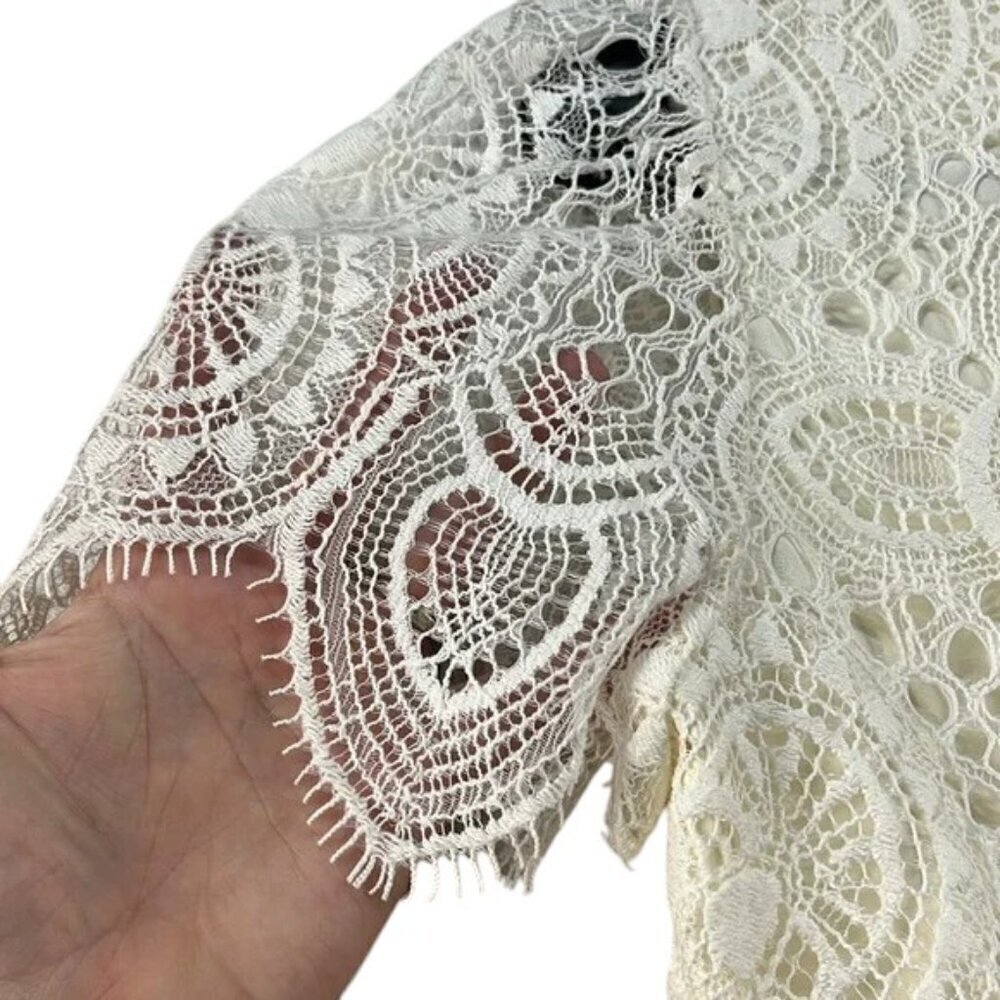 Zara Women Dress Midi White Lined Lace Women's Size S - Picture 11 of 12